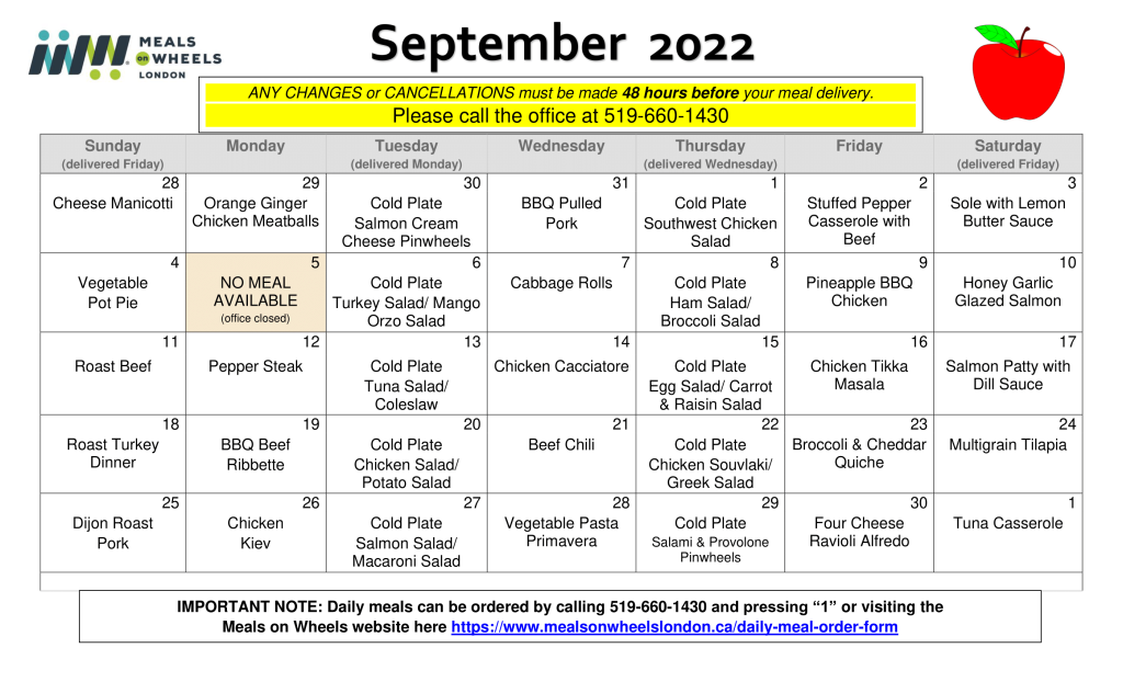 Meal Registration Meals on Wheels London