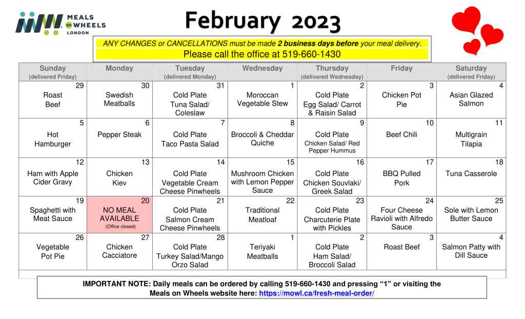 Meal Registration Meals on Wheels London